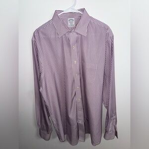 Brooks Brothers  Regent Purple  and White Striped Dress Shirt Sz 17.5-38